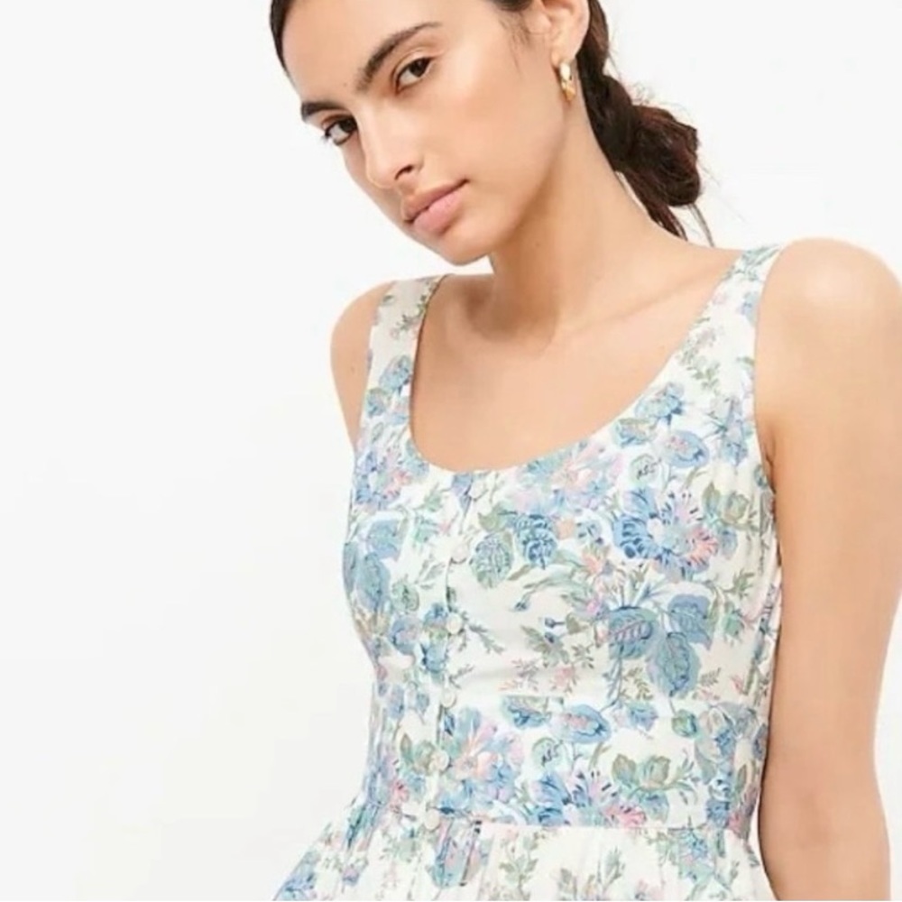 J crew button front cotton poplin dress in English garden size 24
